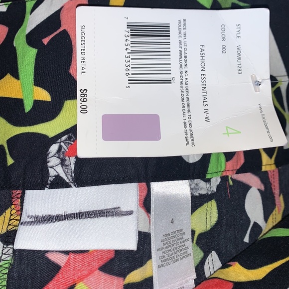 NWT! Liz Claiborne midi pleated skirt, black with high heels motif - Picture 7 of 9